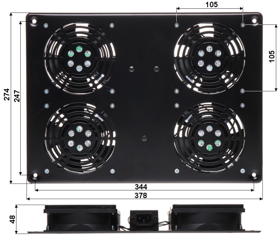 Gruppo di 4 Ventole a Soffitto per Rack 19'' NetRack TECHLY PROFESSIONAL - immagine 4