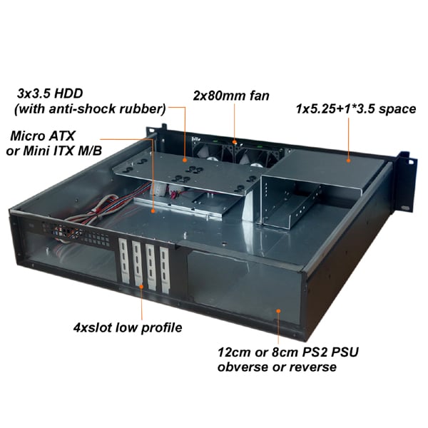 Chassis Industriale Rack 19''/Desktop 2U Ultra-compatto TECHLY - immagine 4