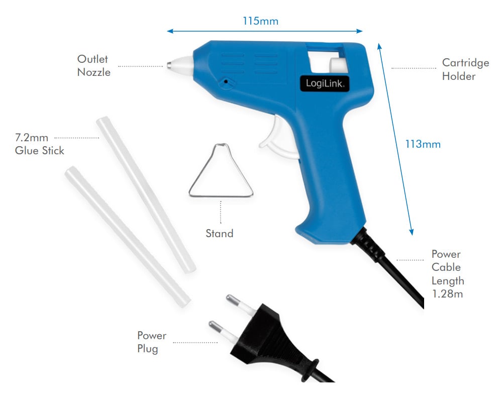 Mini pistola per Colla a Caldo, 10W, blu LOGILINK - immagine 4