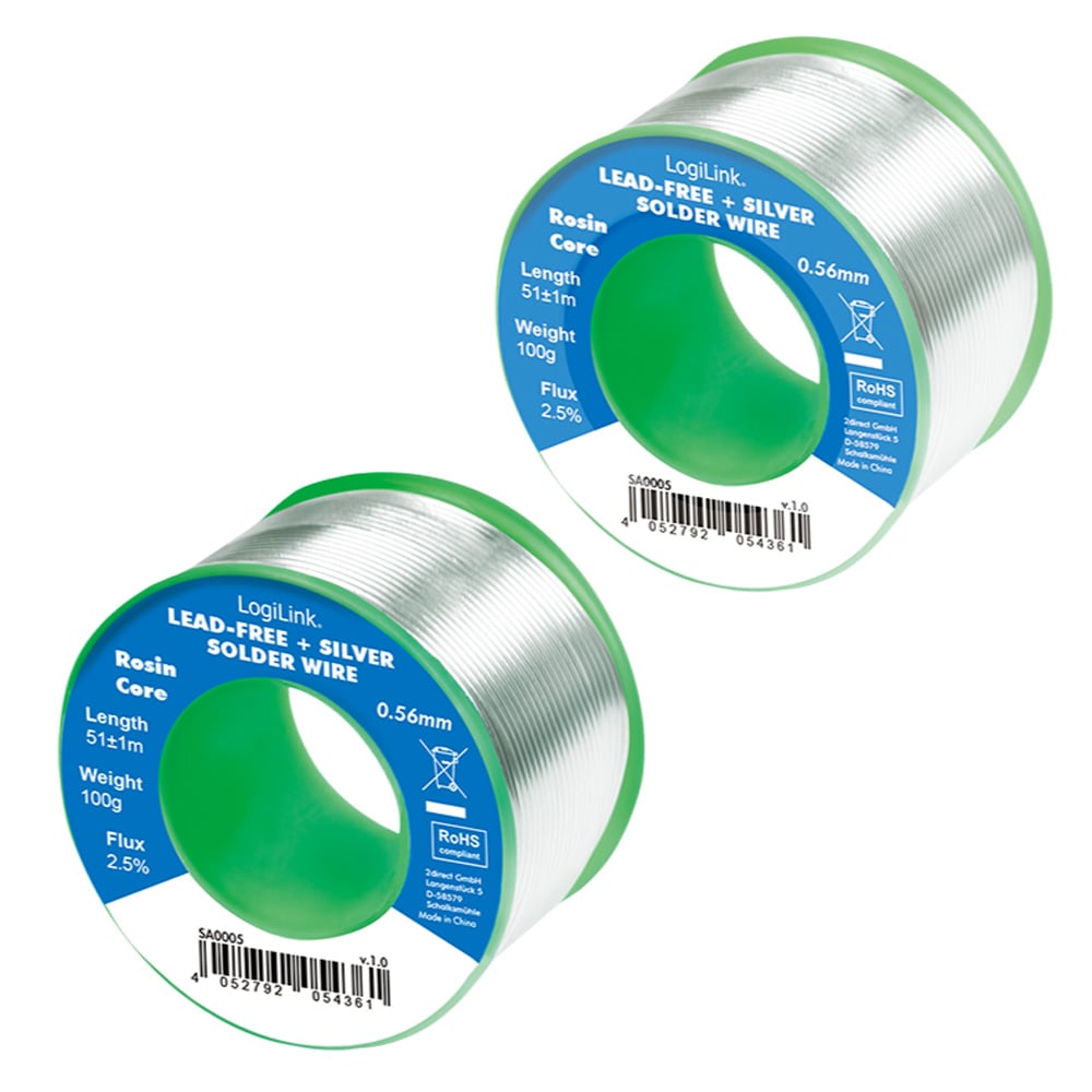 Stagno in Rotolo per Saldatura Senza Piombo Argento 0,3% Rame 0,7% ø 0,56 mm 100g LOGILINK - immagine 5