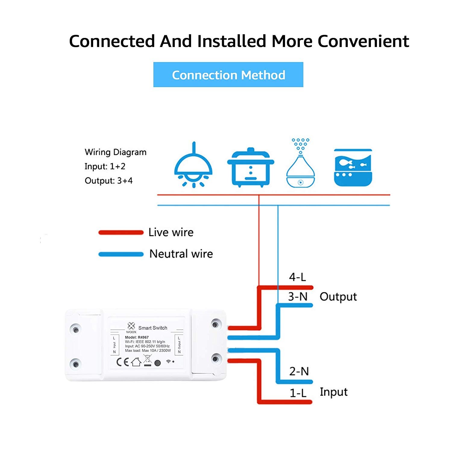 Interruttore Switch Smart Home 10A WiFi Universale, R4967 WOOX - immagine 4