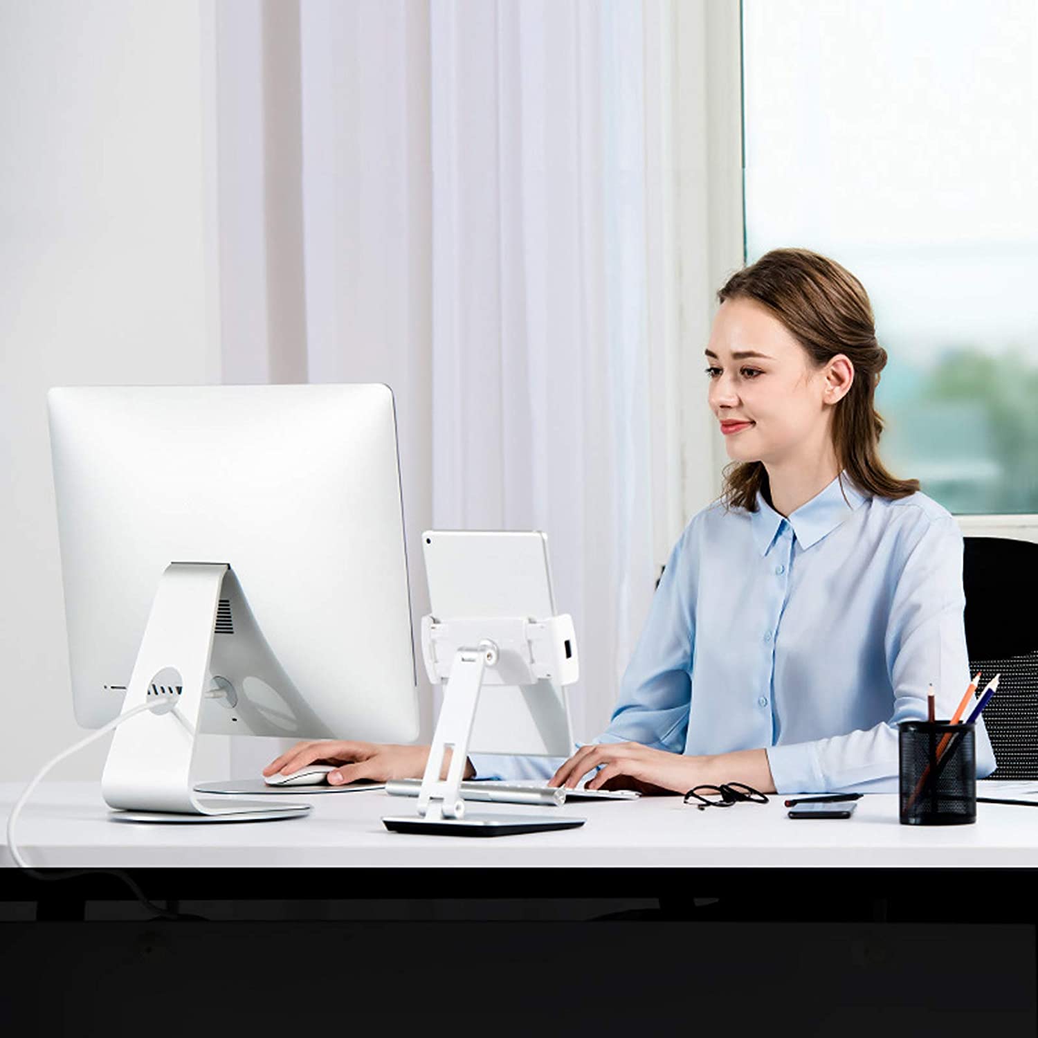 Base Girevole 360° Antiscivolo per Monitor Tablet Laptop in Alluminio LOGILINK - immagine 4