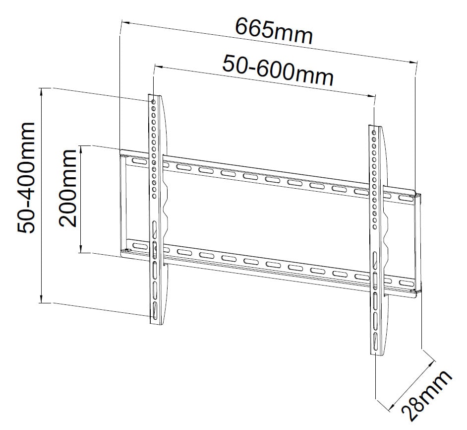 Staffa a Muro Fissa Slim TV LED LCD 40-65'' TECHLY - immagine 4