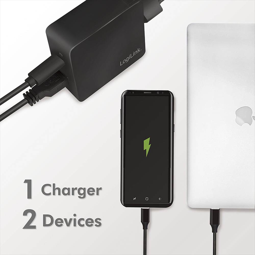 Caricatore da Muro USB-C™ e USB tipo A 65W Nero LOGILINK - immagine 3