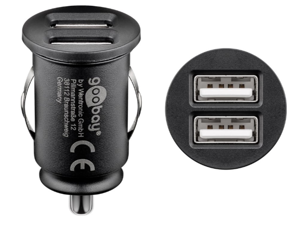 Caricatore Compatto da Auto 2 porte USB max.24W/4.8A Nero GOOBAY - immagine 3