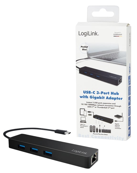 Hub USB-C™ SuperSpeed 3 Porte USB-A 3.0 Femmina Nero LOGILINK - immagine 4