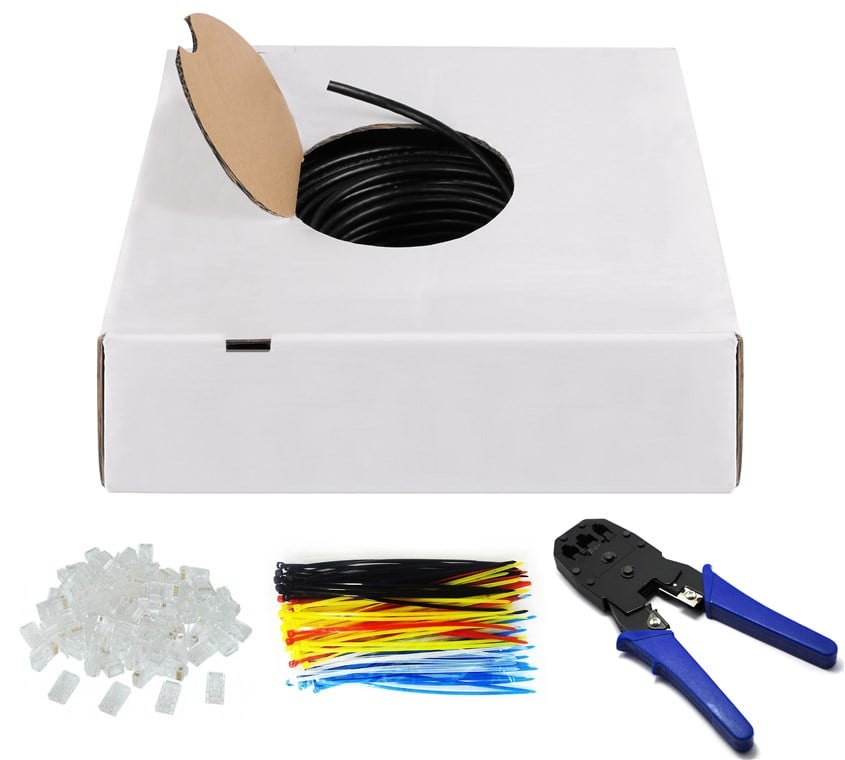 Kit Matassa U/UTP Cavo Cat.6 CCA Rigido 305m Fascette e Plug RJ45 GOOBAY - immagine 4
