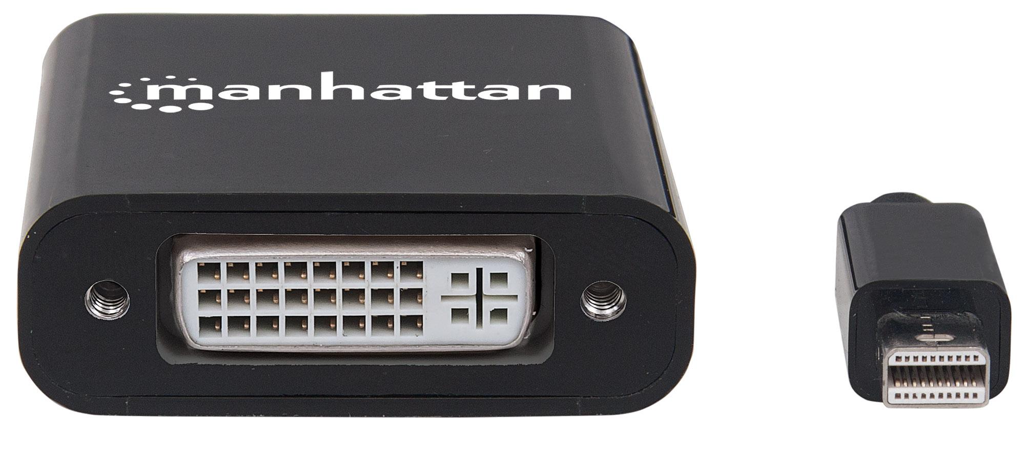 Convertitore Attivo MiniDP M a DVI F 15cm 4K Nero MANHATTAN - immagine 4
