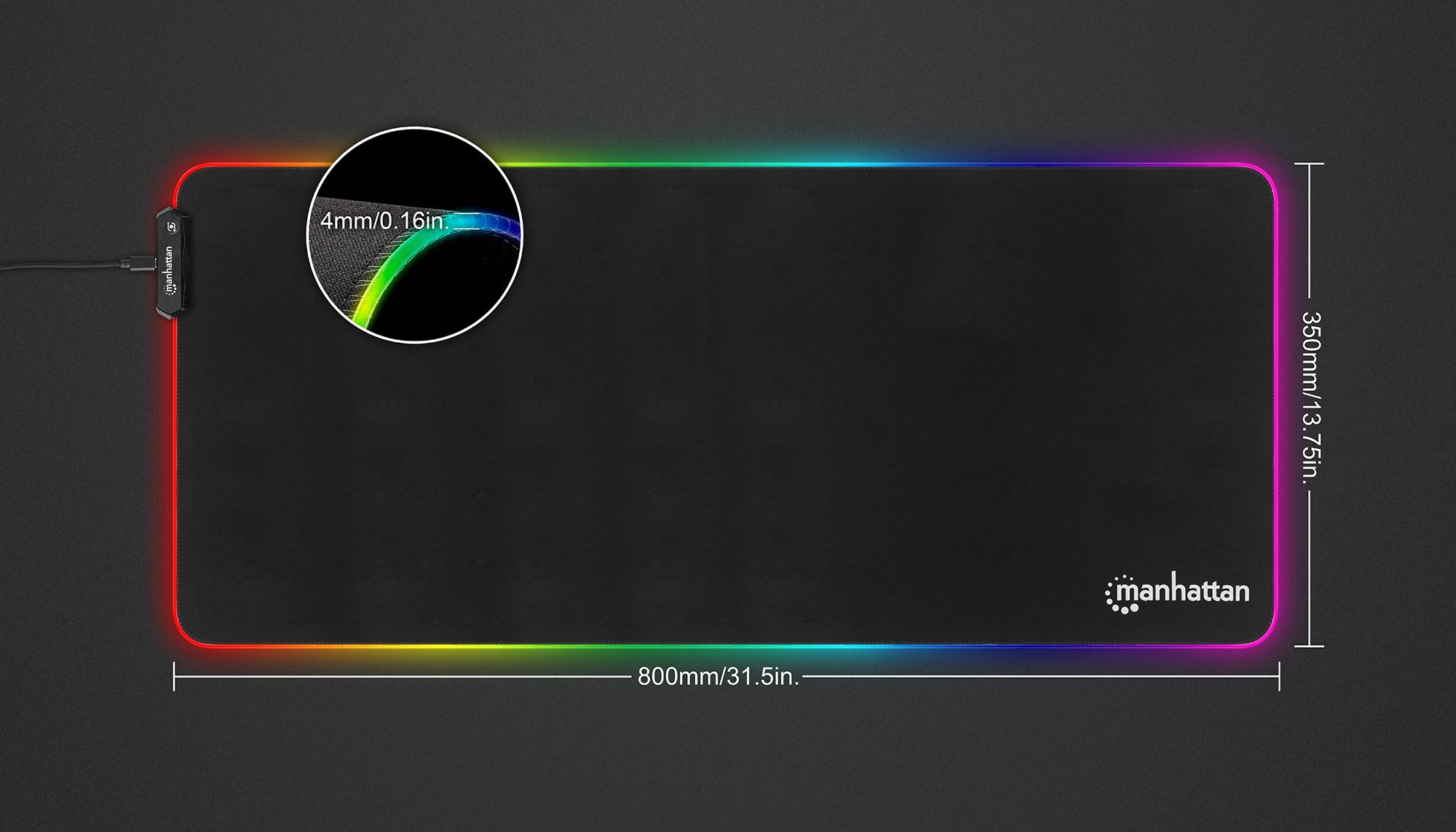 Tappetino Mouse Gaming XXL Illuminazione LED Effetti Luce RGB MANHATTAN - immagine 4