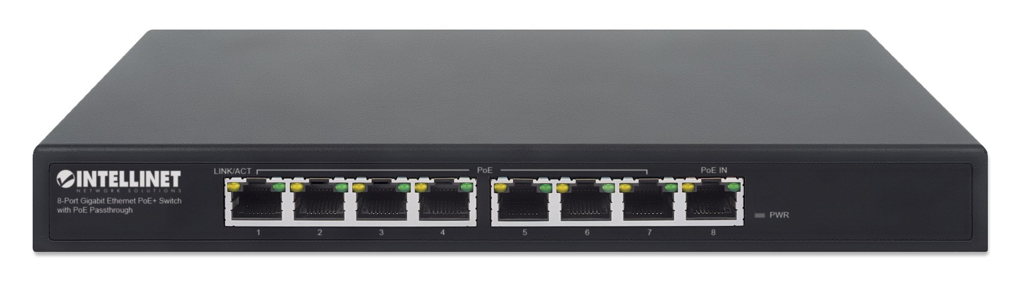 Switch PoE+ Gigabit Ethernet a 8 porte con passthrough PoE INTELLINET - immagine 4