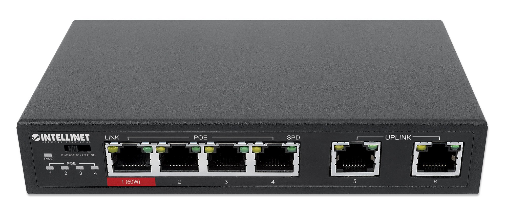 Fast Ethernet Switch a 6 porte con 4 porte PoE (1 x High-Power PoE) INTELLINET - immagine 4