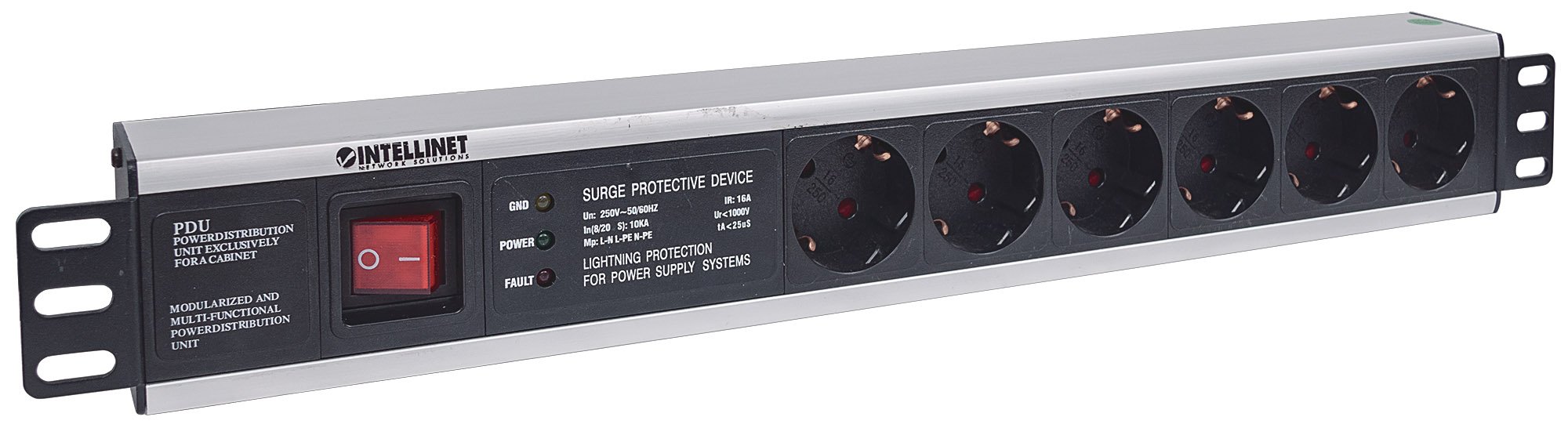 Multipresa per Rack 19'' 6 posti Spina Schuko Angolata 1.5U INTELLINET - immagine 4