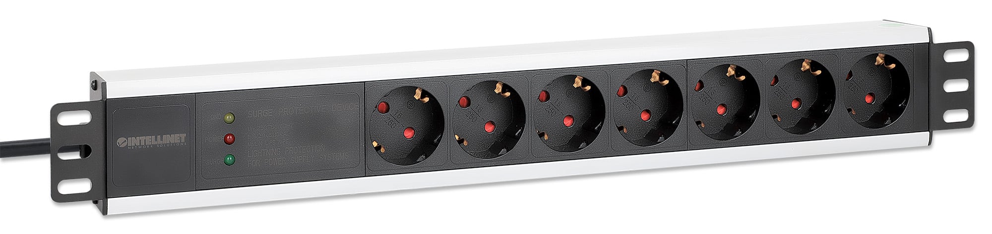 Multipresa per Rack 19'' 7 posti Spina Schuko Angolata 1U INTELLINET - immagine 4