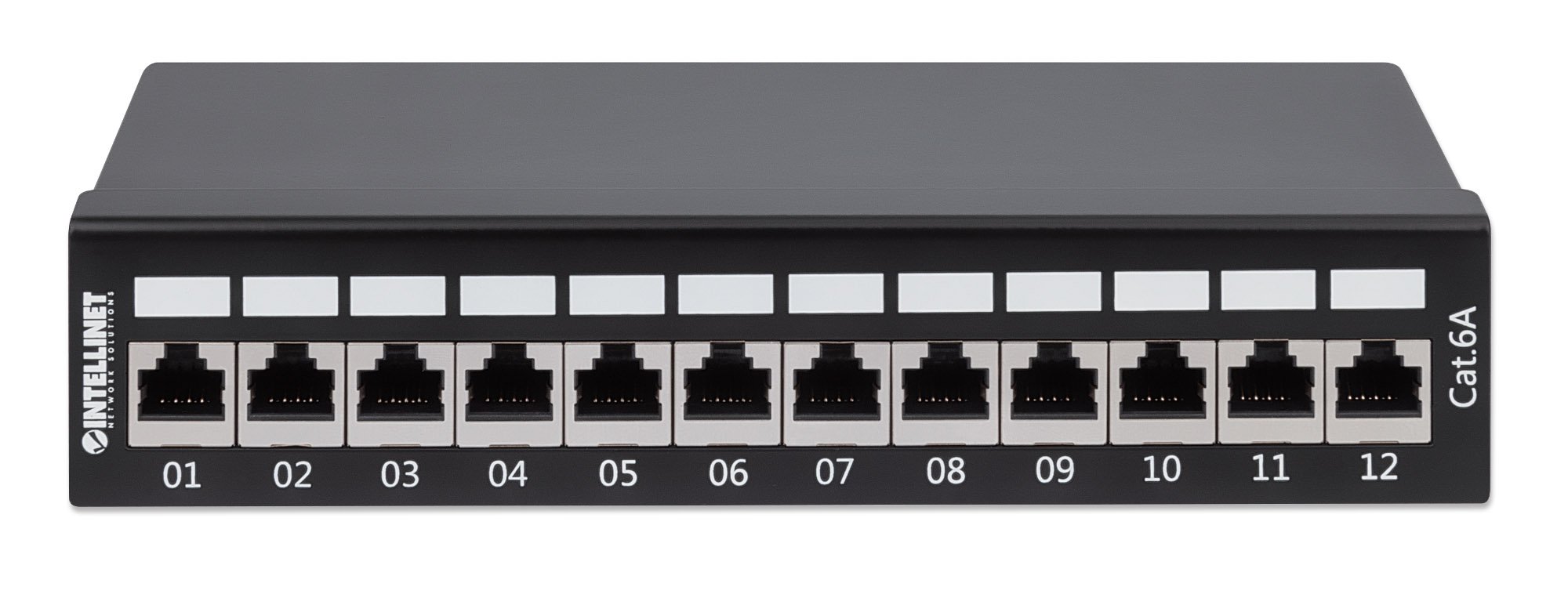 Pannello Patch 12 Posti Cat6a Schermato da Scrivania Nero INTELLINET - immagine 4