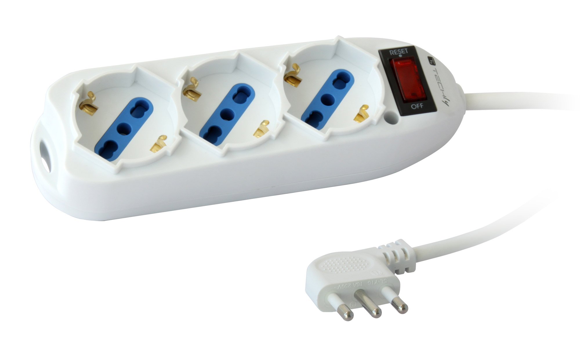 Multipresa 3 Posti Italiana Bipasso / Schuko con spina 10A TECHLY - immagine 4