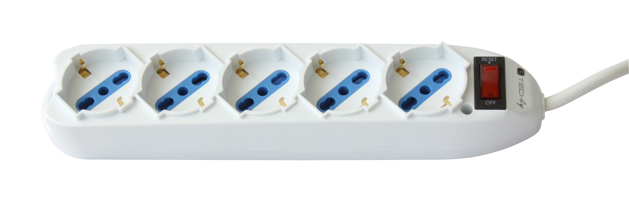 Multipresa 5 Posti Italiana Bipasso / Schuko con spina 10A TECHLY - immagine 4