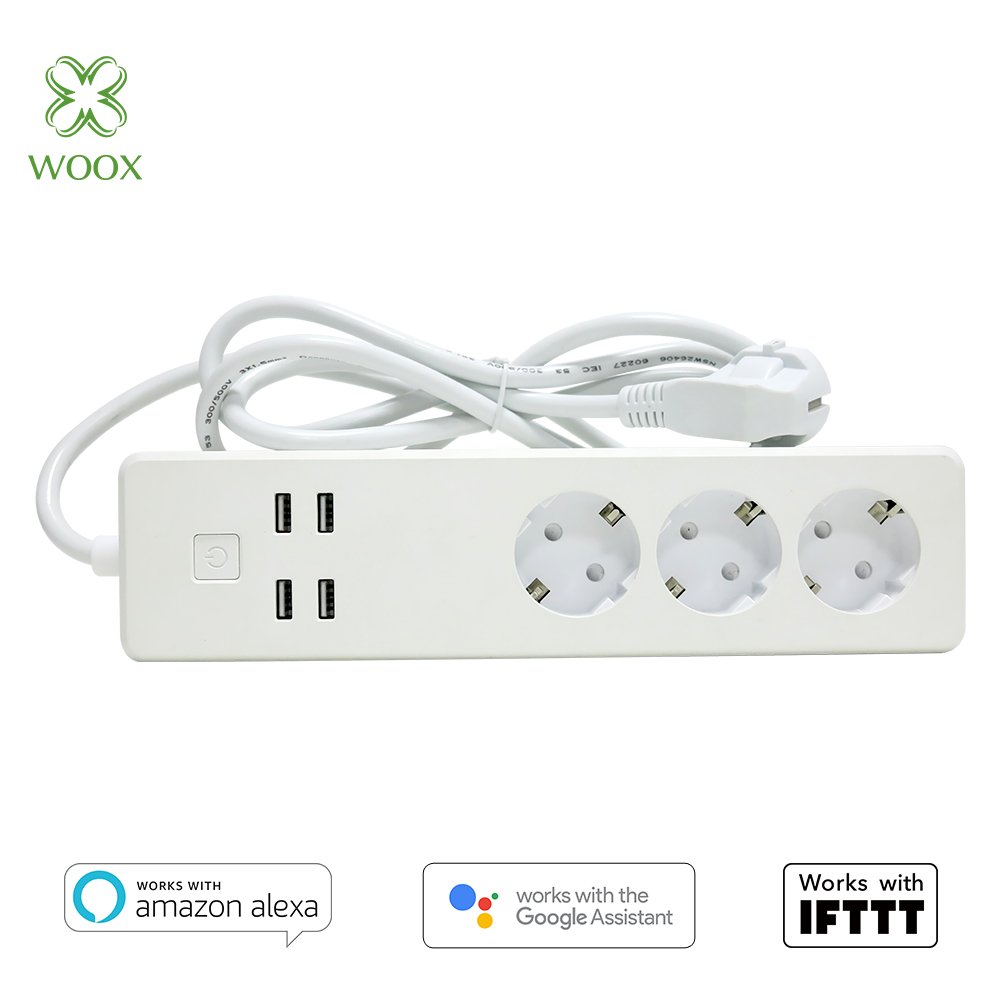 Multipresa Intelligente 3 Prese Schuko 4 USB Controllo Vocale, R4028 WOOX - immagine 4