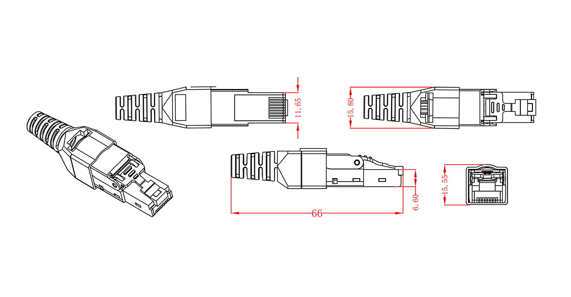 Plug Modulare RJ45 Cat.6A Schermato Toolless TECHLY PROFESSIONAL - immagine 4