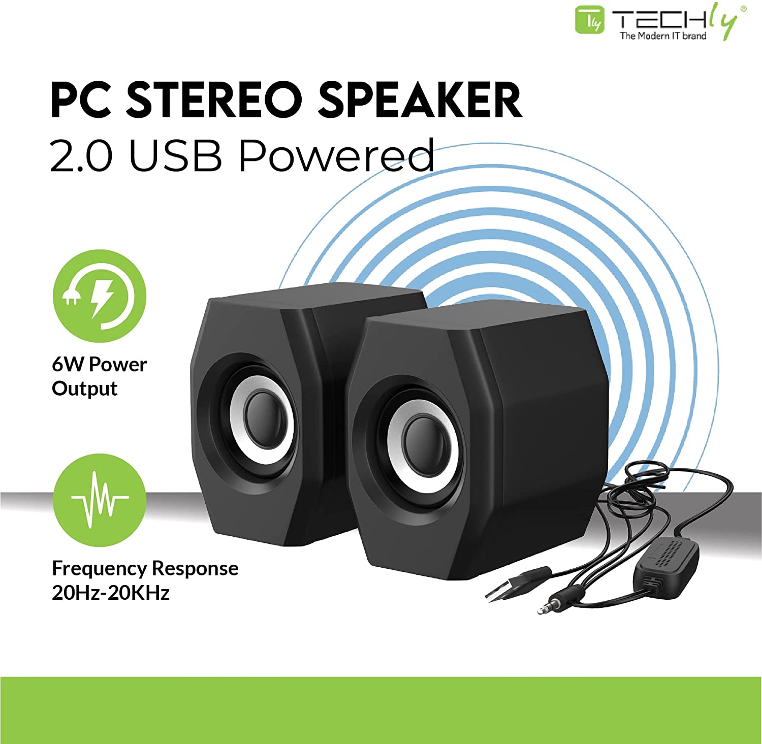 Set Altoparlanti per Notebook e PC USB 2.0 Jack 3,5mm Controllo Volume TECHLY - immagine 4