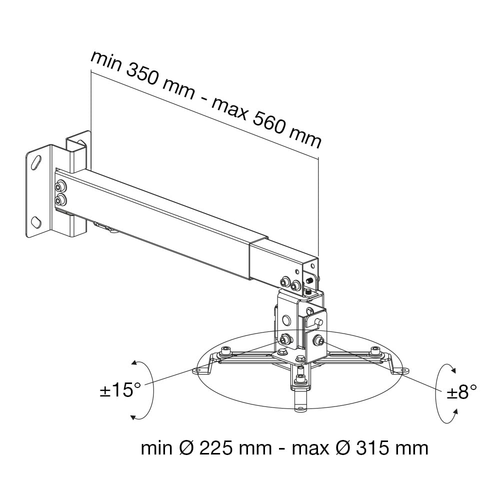 Staffa Universale a Parete-Soffitto per Proiettori Silver TECHLY - immagine 4