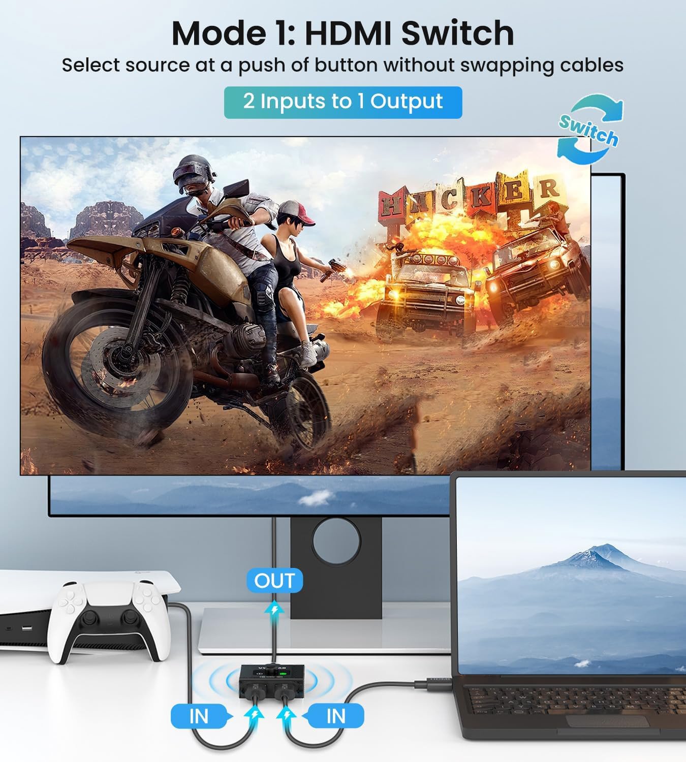 Switch HDMI 2 porte Bidirezionale 4K 60Hz TECHLY - immagine 4