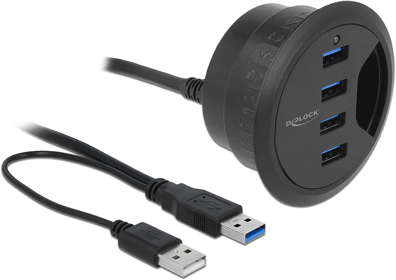 Hub USB 3.0 4 porte In-Desk Diametro 6 e 8 cm DELOCK