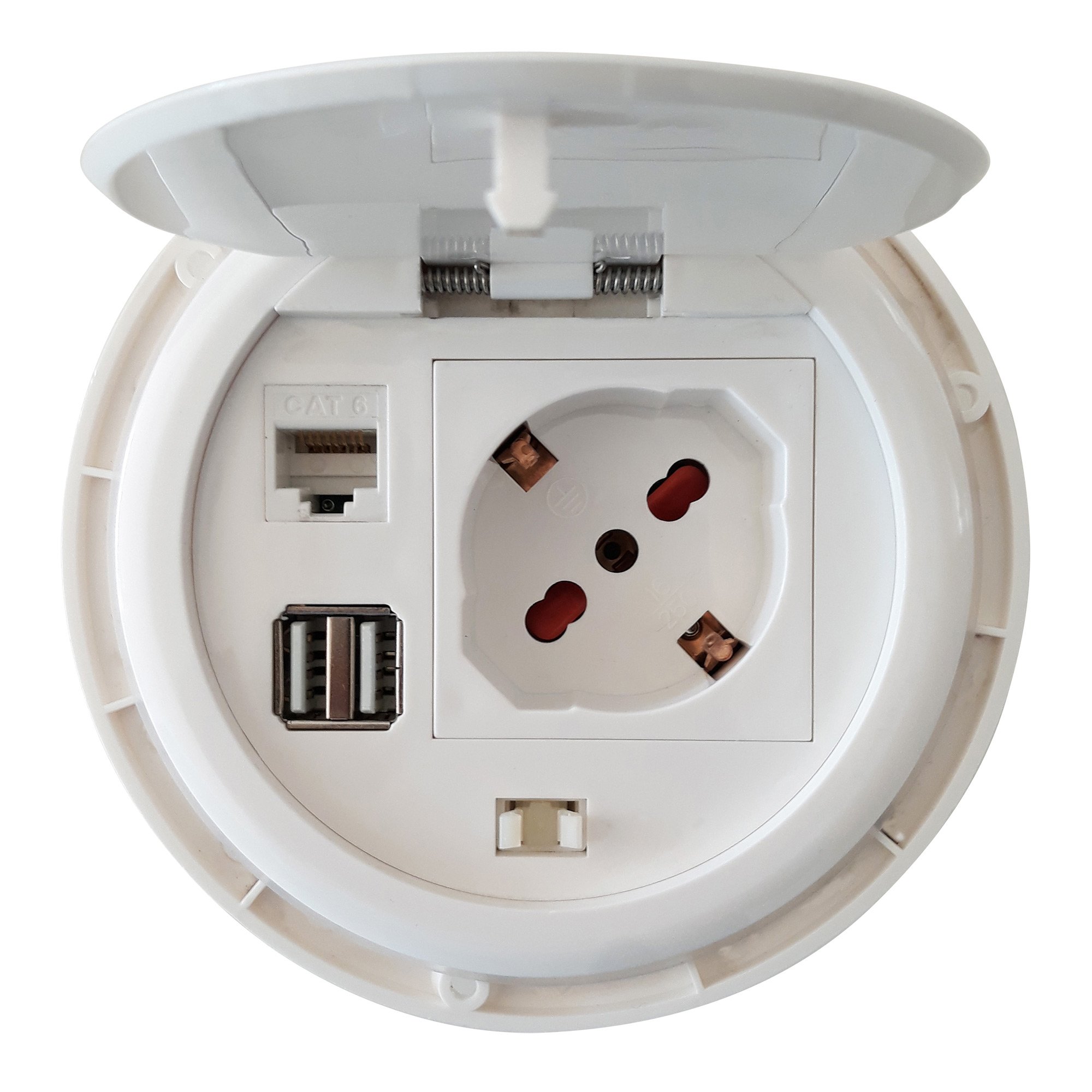Presa da Scrivania ad Incasso con 2 prese USB e RJ45 con Coperchio TECHLY