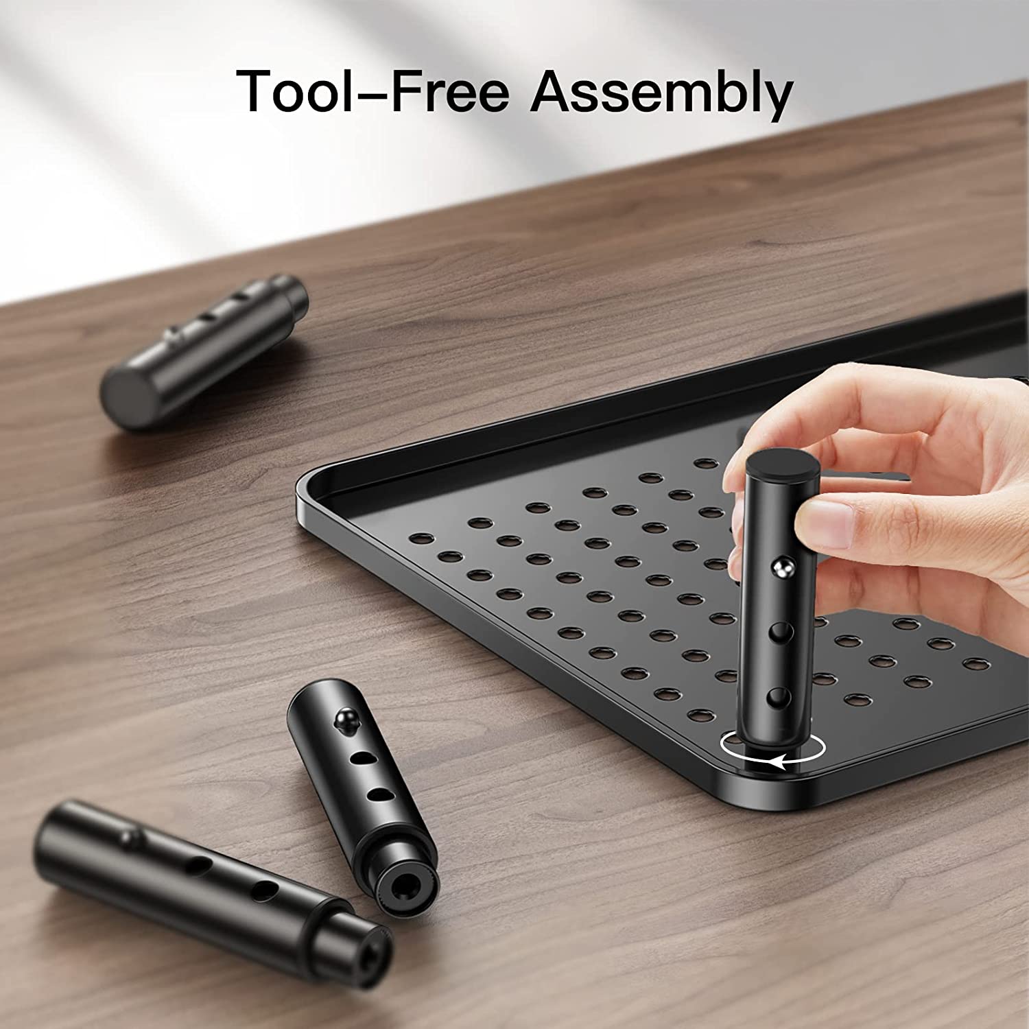 Supporto per Monitor Ergonomico Regolabile con 3 Altezze in Metallo Nero TECHLY - immagine 8
