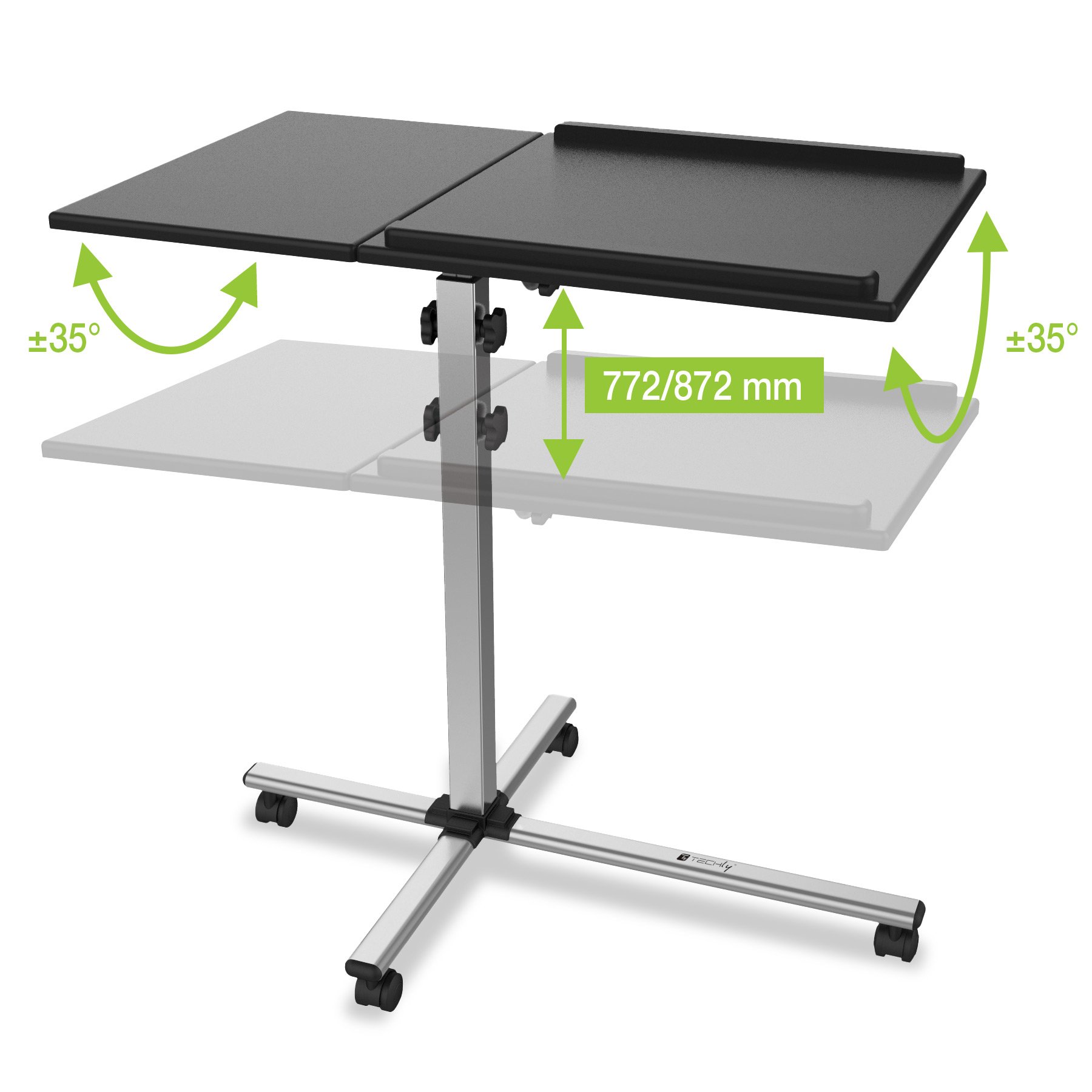 Carrello per Proiettore e Notebook a Due Ripiani Regolabile in Altezza TECHLY - immagine 5