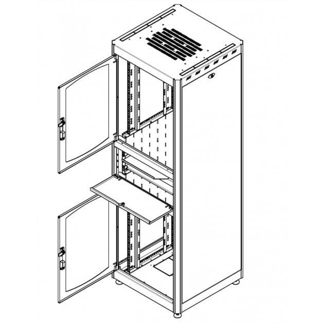 Armadio Rack 19'' 600x800 38U con Ripiano Tastiera Grigio INTELLINET - immagine 5