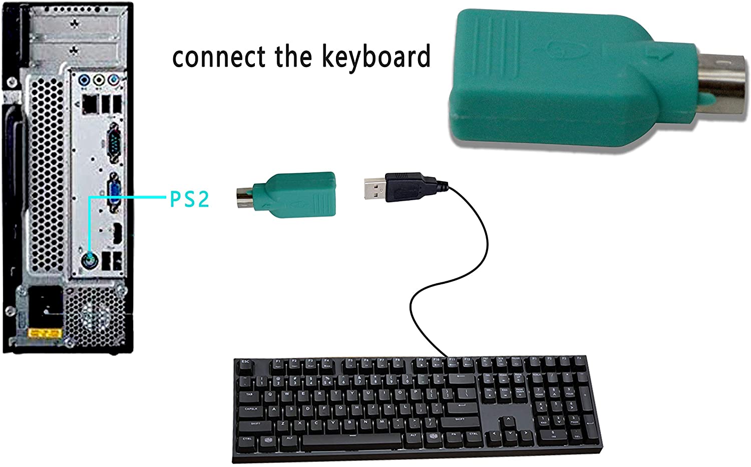 Adattatore Convertitore PS2 Maschio USB A Femmina per Tastiera e Mouse GOOBAY - immagine 5