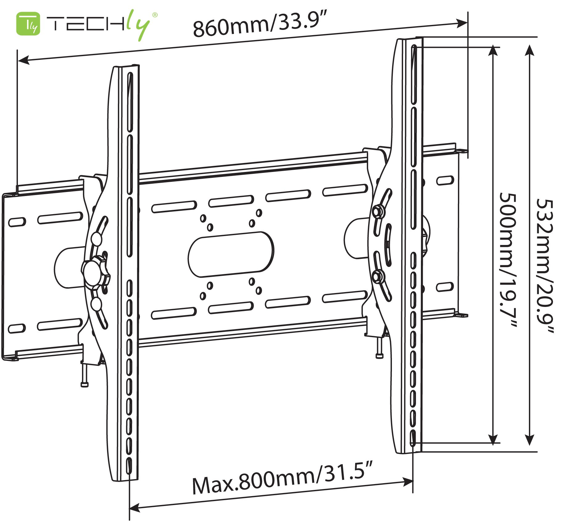 Supporto a Muro Inclinabile per TV LED LCD 42-80'' Nero TECHLY - immagine 5