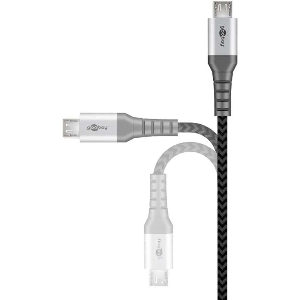 Cavo Micro USB Guaina Intrecciata USB2.0 A M/MicroB M 0,5m Nero/Silver GOOBAY - immagine 5