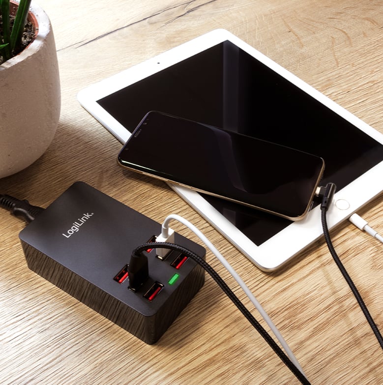 Caricatore da Tavolo a 6 porte USB 32W Nero LOGILINK - immagine 5