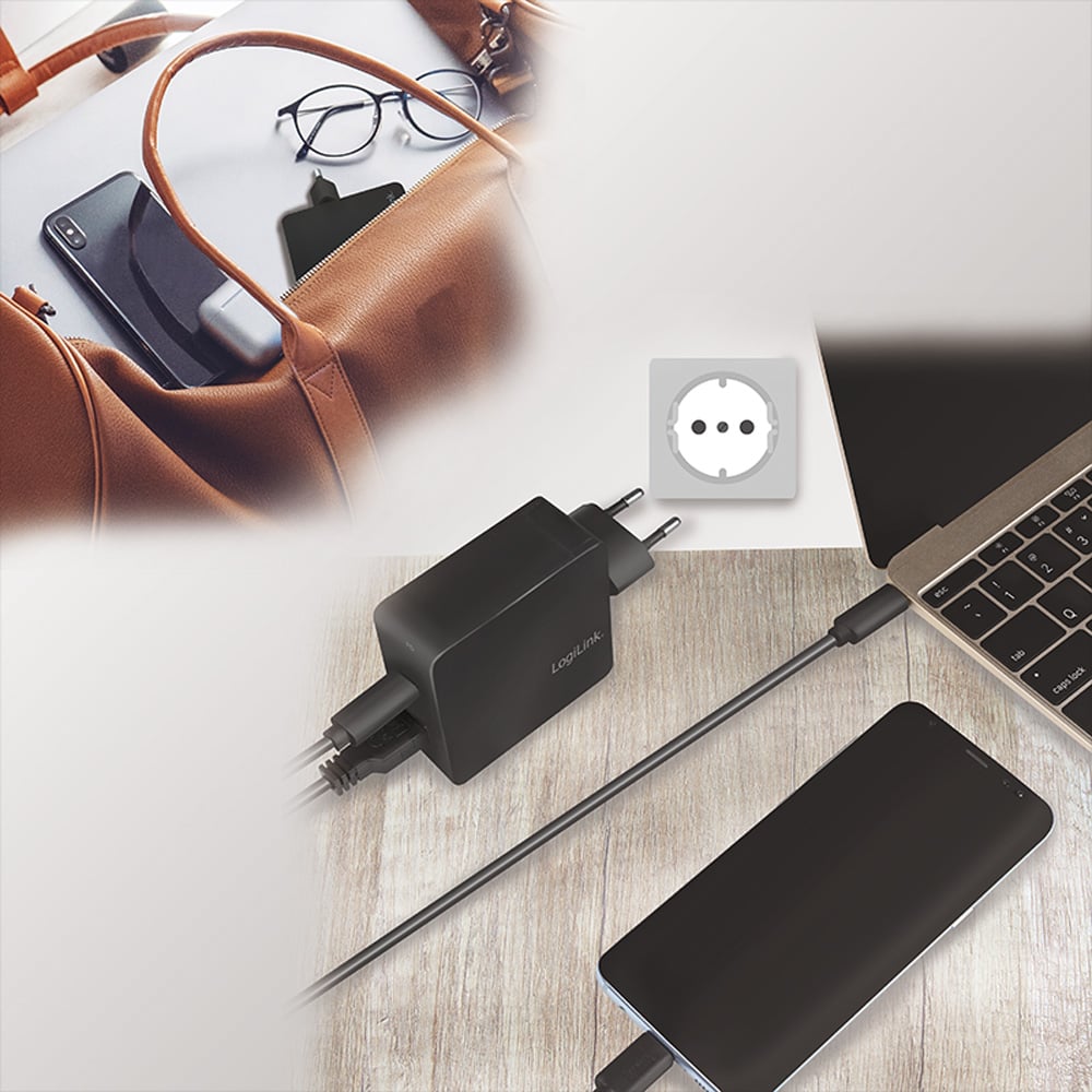 Caricatore da Muro USB-C™ e USB tipo A 65W Nero LOGILINK - immagine 4