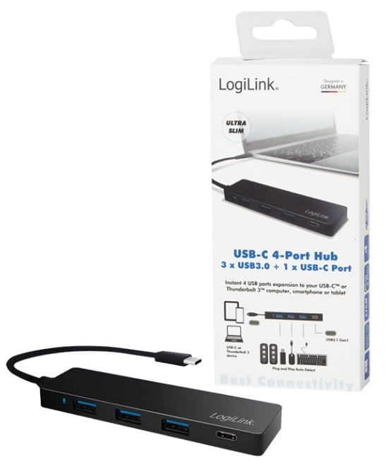 Hub USB-C 3.1 SuperSpeed 3 Porte USB-A 1 porta USB-C Nero LOGILINK - immagine 5