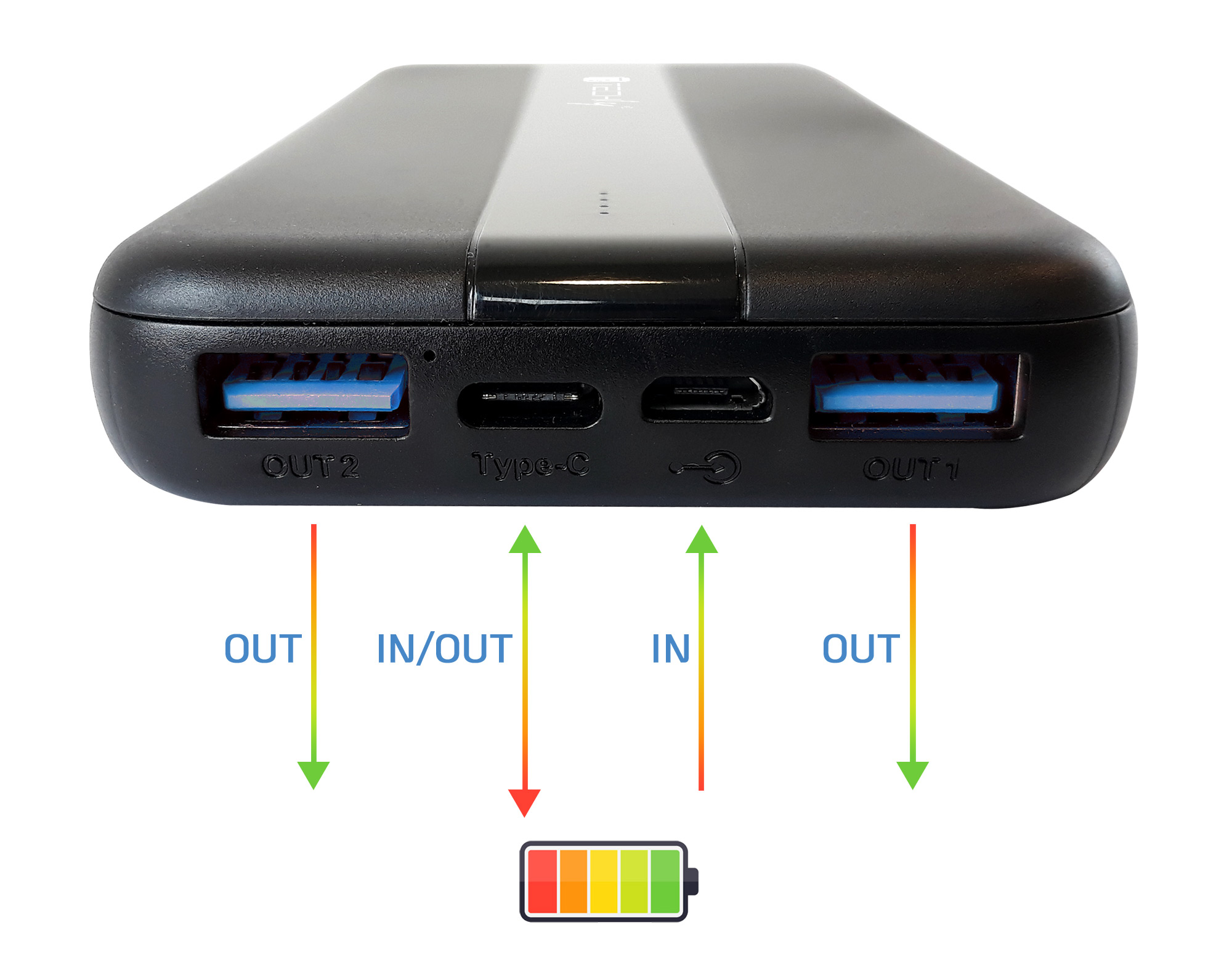 Power Bank Smartphone 10000 mAh 20W USB-C™ 3 Porte Output con Cavo TECHLY - immagine 6