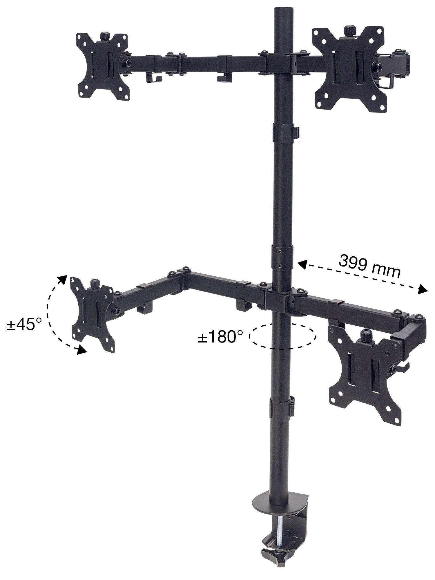 Supporto da Scrivania per 4 Monitor 13-32'' con Morsetto MANHATTAN - immagine 5