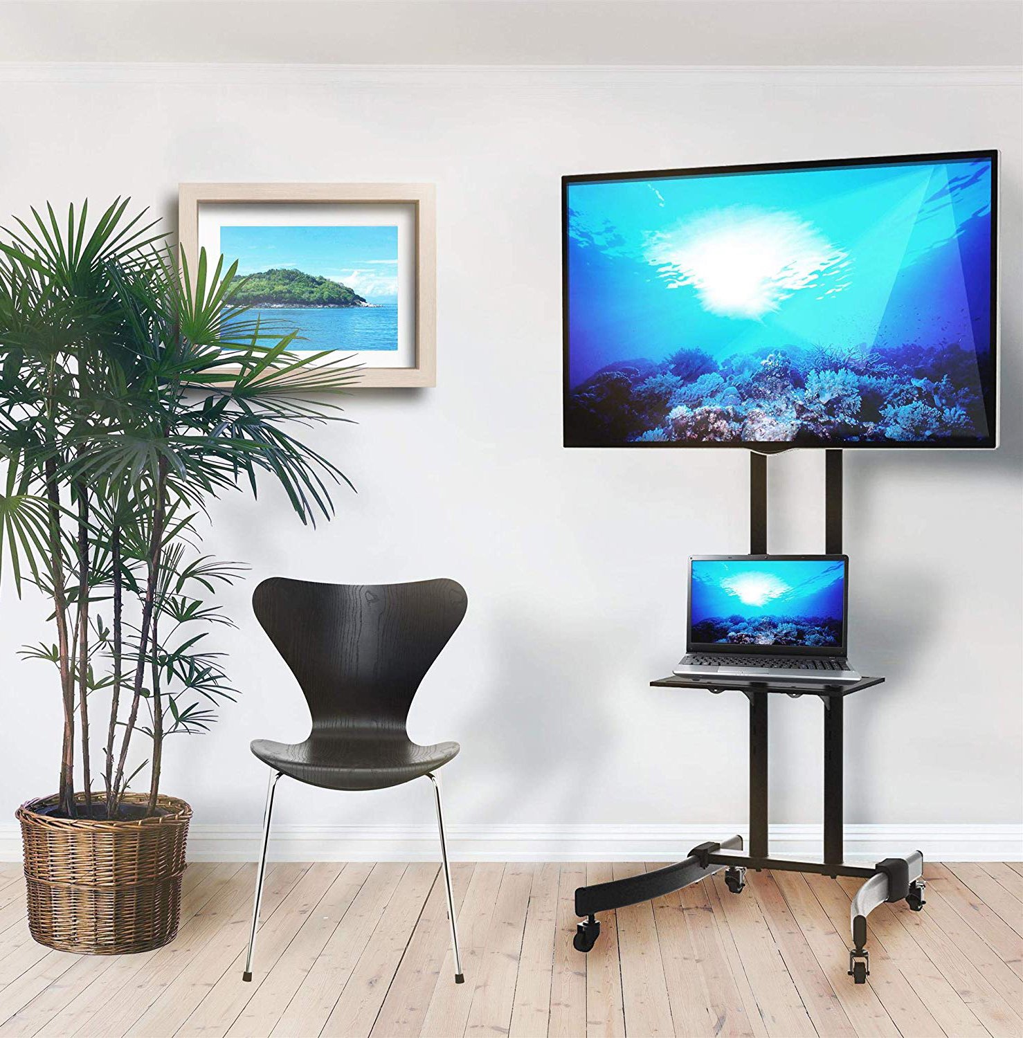 Supporto Mobile da Pavimento per TV LED/LCD 32-70'' con Mensola TECHLY - immagine 4