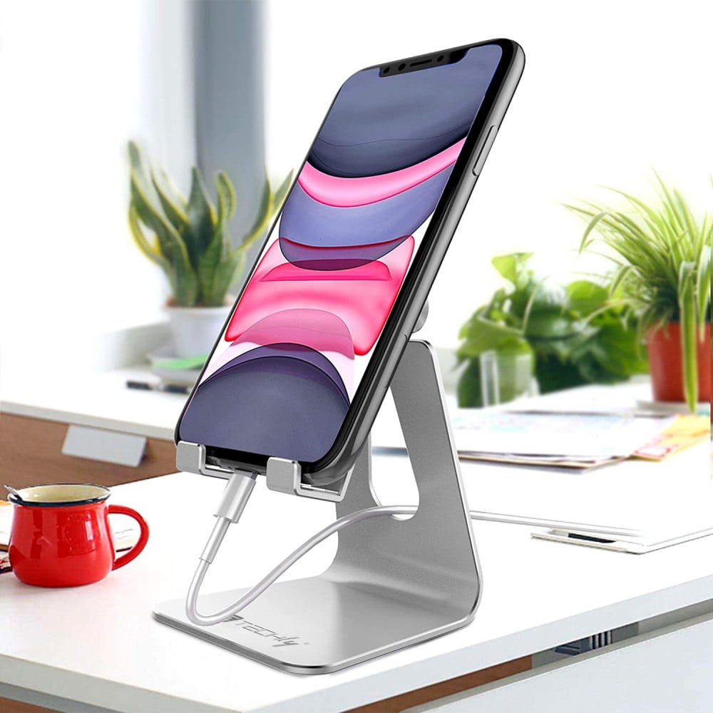 Supporto Porta Smartphone e Tablet Universale e Regolabile da Scrivania TECHLY - immagine 5