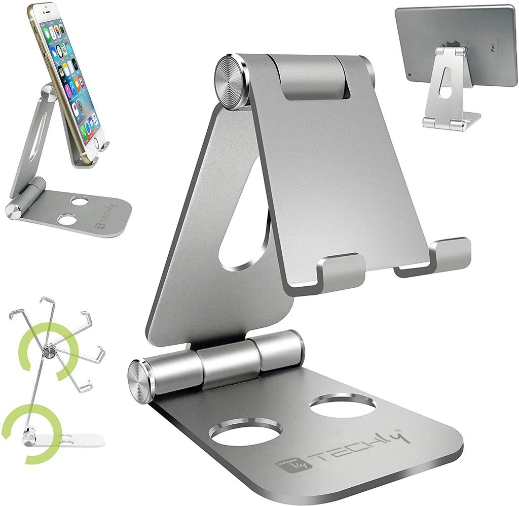 Supporto Regolabile e Pieghevole Porta Smartphone Tablet da Scrivania TECHLY - immagine 5