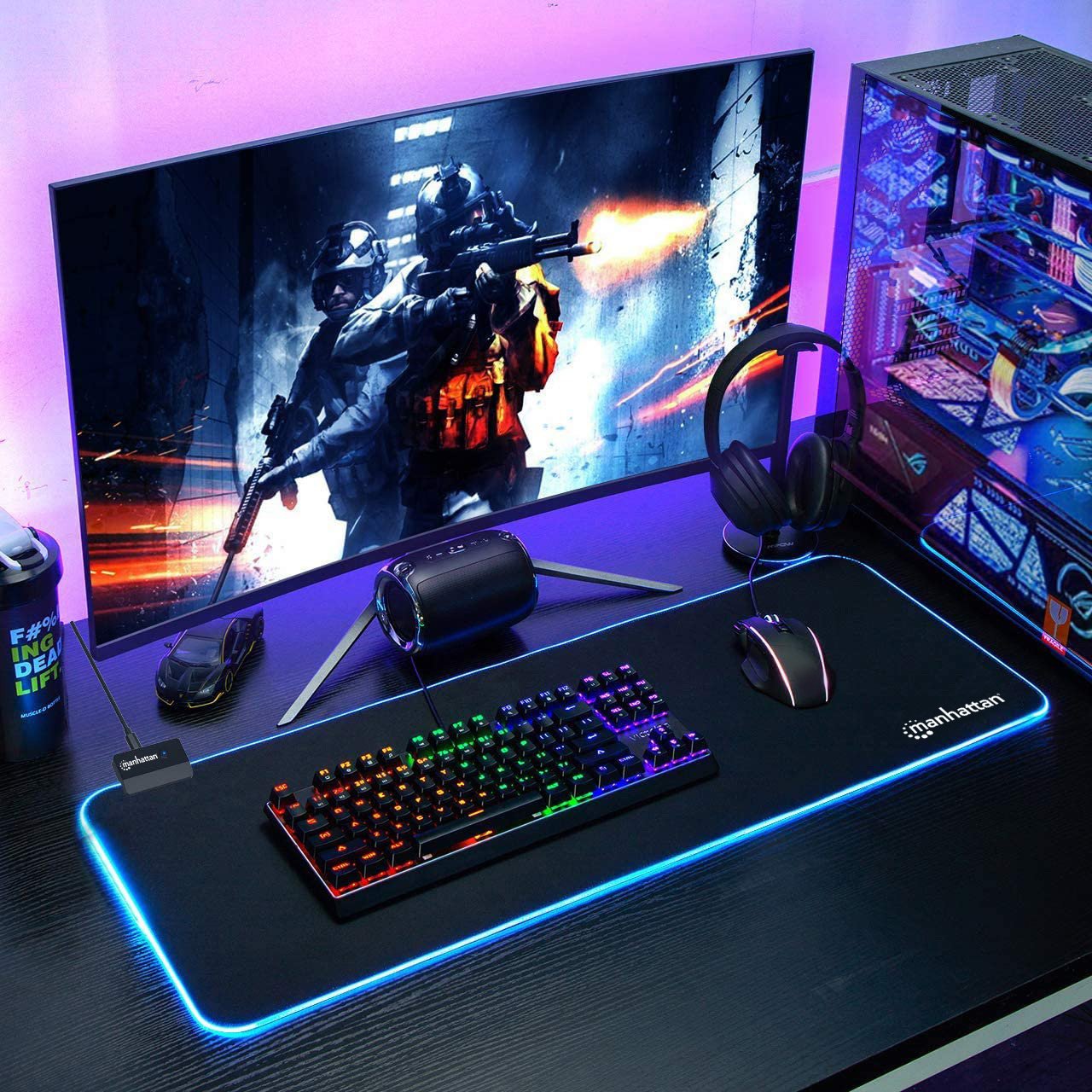 Tappetino Mouse Gaming XXL Illuminazione LED Effetti Luce RGB MANHATTAN - immagine 5