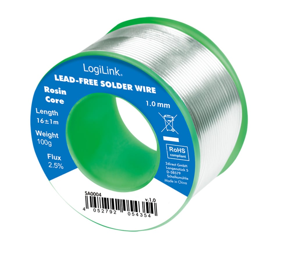 Stagno in Rotolo per Saldatura Senza Piombo Rame 0,7% ø 1 mm 100g LOGILINK