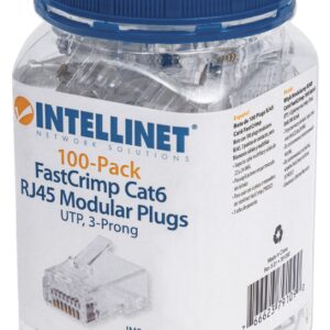 Confezione 100 Plug Modulari RJ45 Passante Cat6 FastCrimp UTP INTELLINET