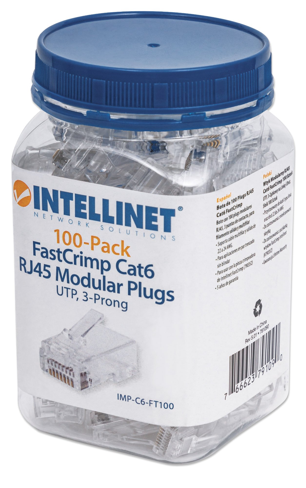 Confezione 100 Plug Modulari RJ45 Passante Cat6 FastCrimp UTP INTELLINET