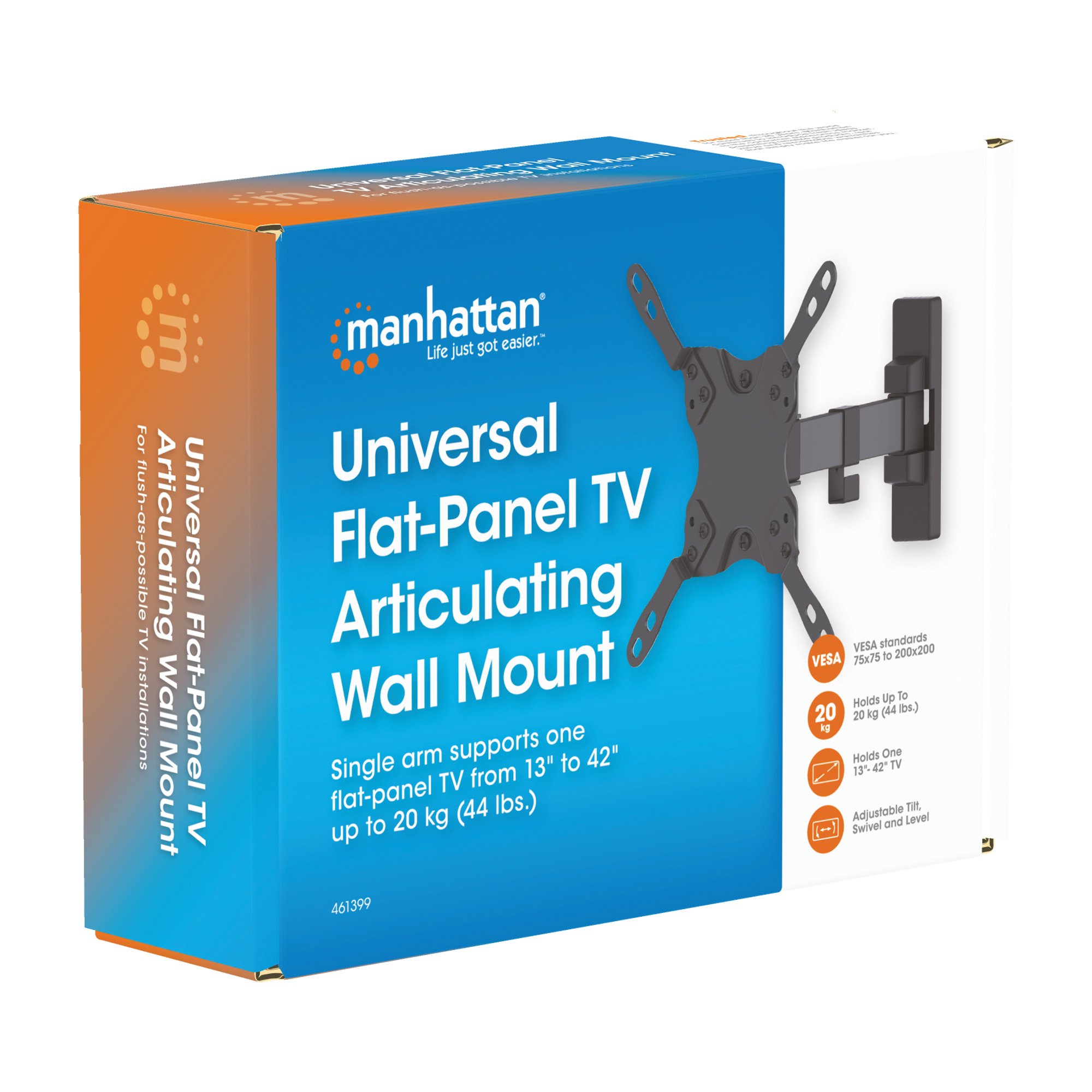 Staffa a Muro Universale 2 Snodi per TV LED LCD 13-42'' Nero MANHATTAN - immagine 10