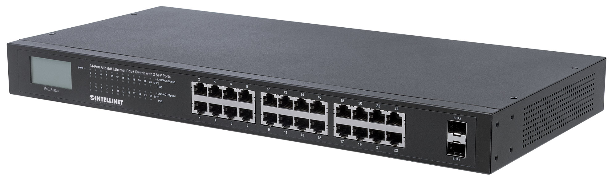 Gigabit Ethernet Switch 24 porte POE+ con 2 porte SFP INTELLINET