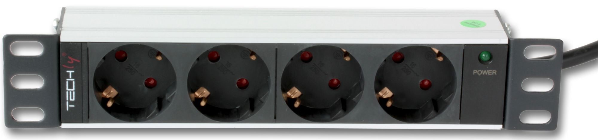 Multipresa 4 Posti da Rack 10'' Spina Schuko Angolata 1U Installazione Anteriore TECHLY PROFESSIONAL