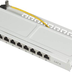 Mini Panello Patch Cat.6,  schermato, 0,5U, 8 Porte, Grigio LOGILINK