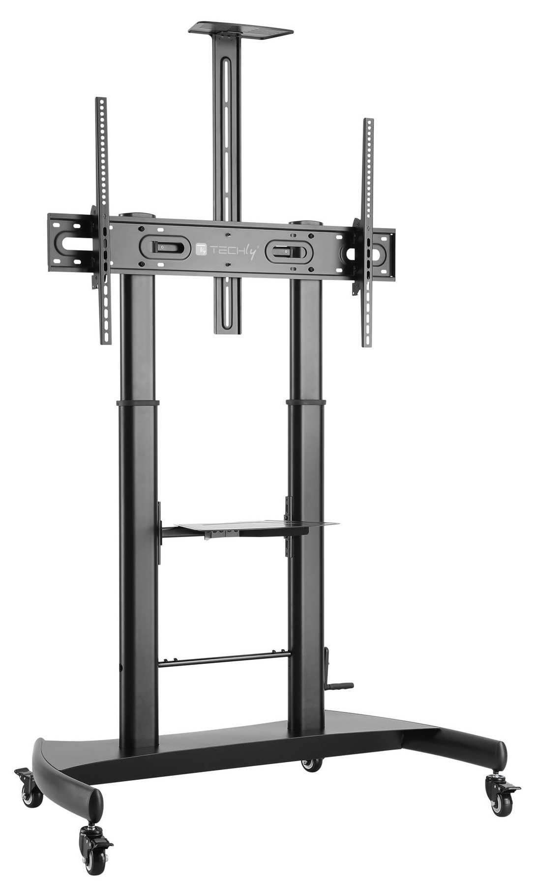 Supporto a pavimento per TV con regolazione manuale altezza, in acciaio, per TV da 60'' a 100'' TECHLY